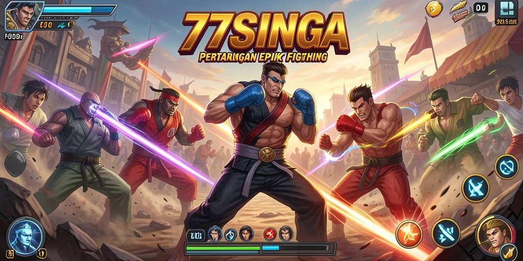 Screenshot dari gameplay Fighting 77SINGA yang mendebarkan.