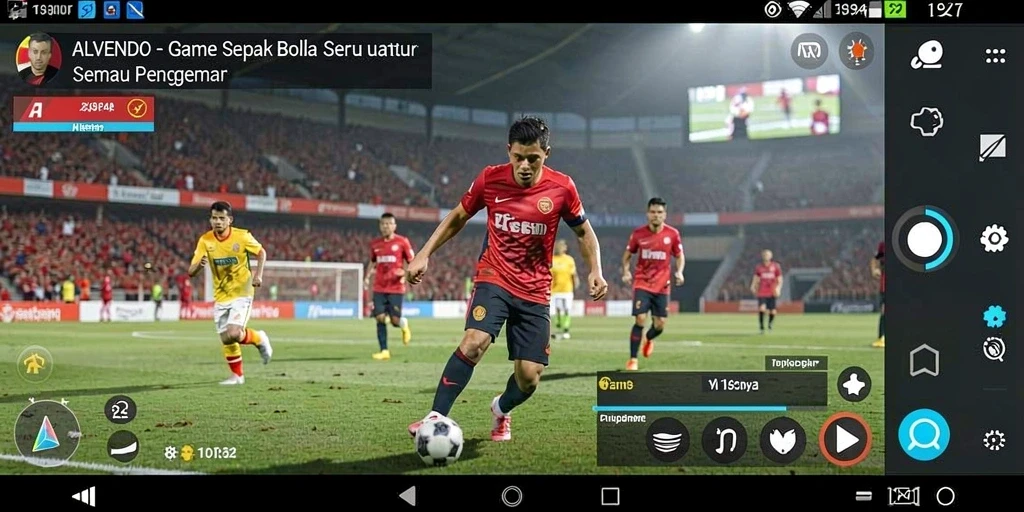 Tampilan pertarungan seru dalam permainan sepak bola ALVENDO.