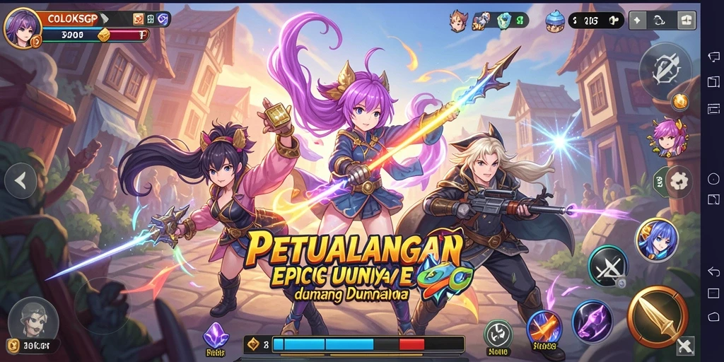 Tangkapan layar dari gameplay COLOKSGP menampilkan pertarungan karakter Anime.