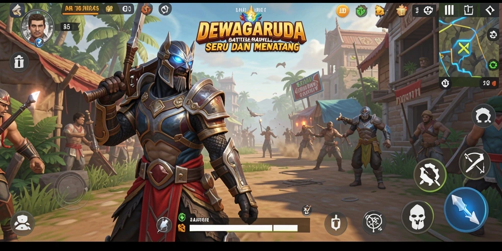 Screenshot gameplay DEWAGARUDA menampilkan aksi pertempuran seru.