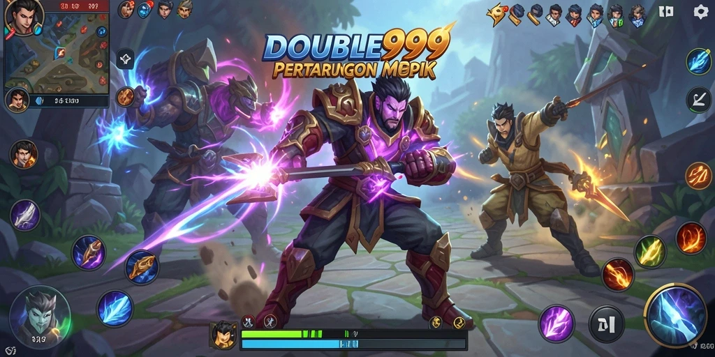 Tampilan gameplay MOBA yang menegangkan di DOUBLE999.