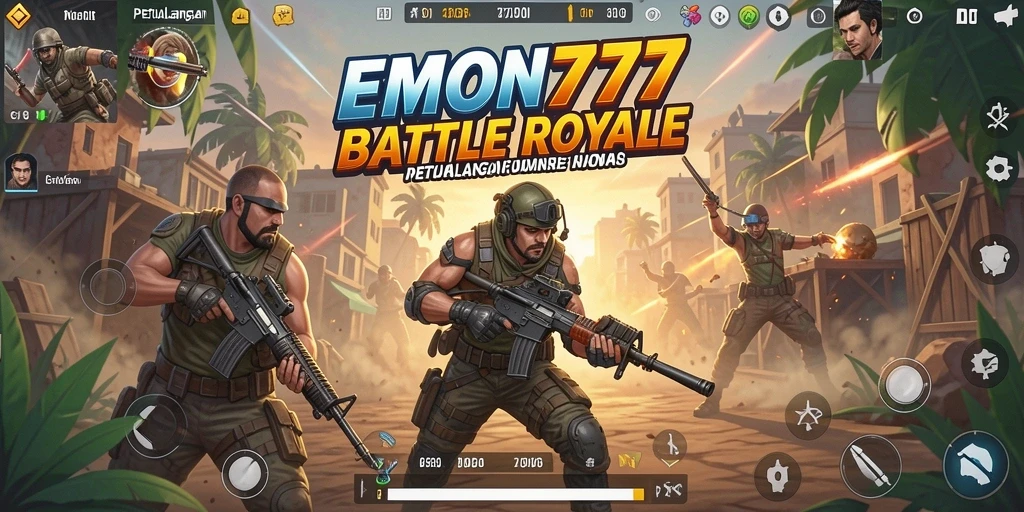 Gameplay EMON777 yang mendebarkan dalam pertempuran Battle Royale.