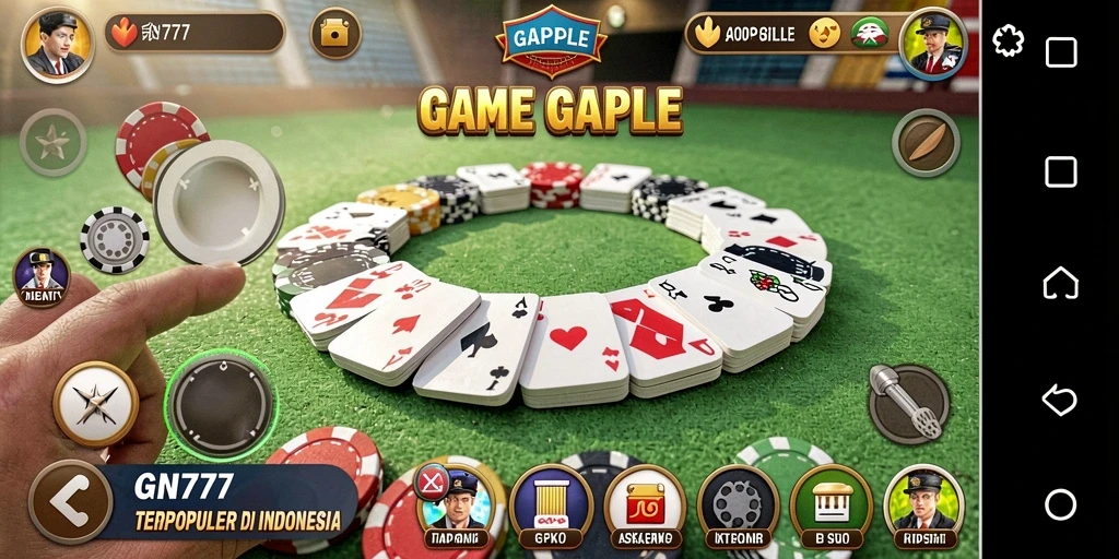 Tampilan utama gameplay Gaple yang seru dan interaktif.