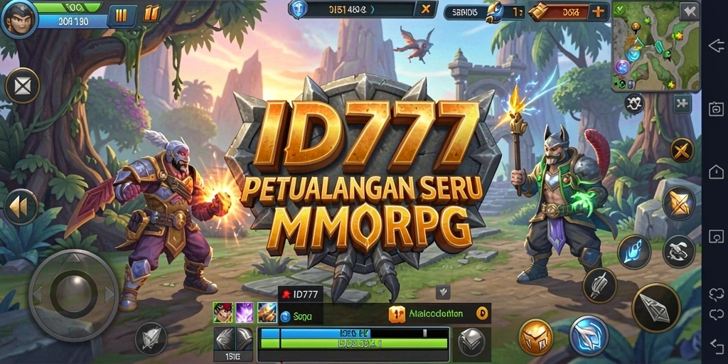 Tangkapan layar gameplay ID777 menunjukkan pertempuran epik dalam dunia MMORPG.