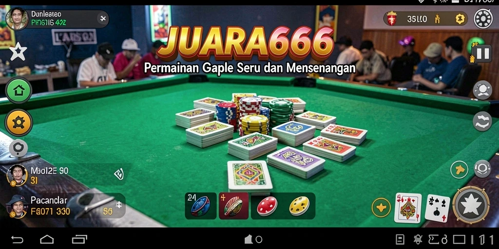 Tampilan gameplay JUARA666 yang mendebarkan dalam permainan Gaple.