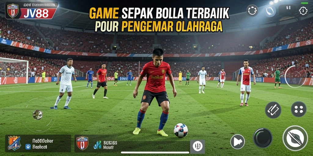 Tampilan gameplay <strong>JV88</strong> yang mendebarkan dalam aksi pertandingan sepak bola.