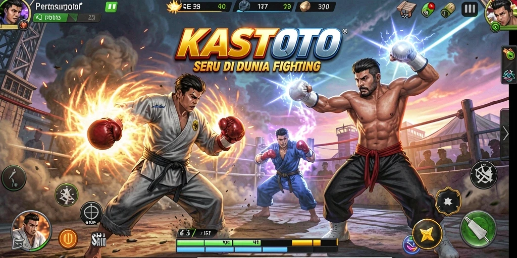 Gameplay KASTOTO yang mendebarkan dan penuh aksi pertarungan.