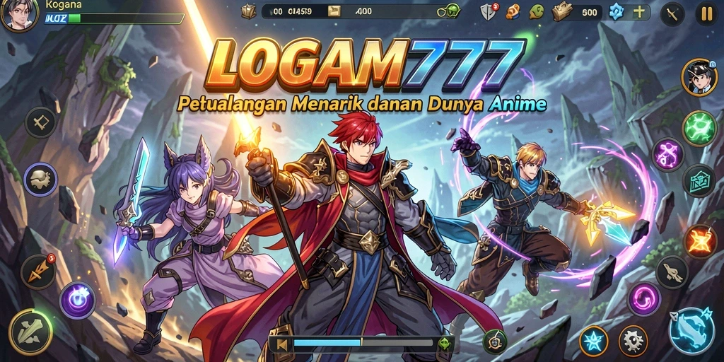 Tampilan gameplay LOGAM777 yang penuh warna dan dinamis.