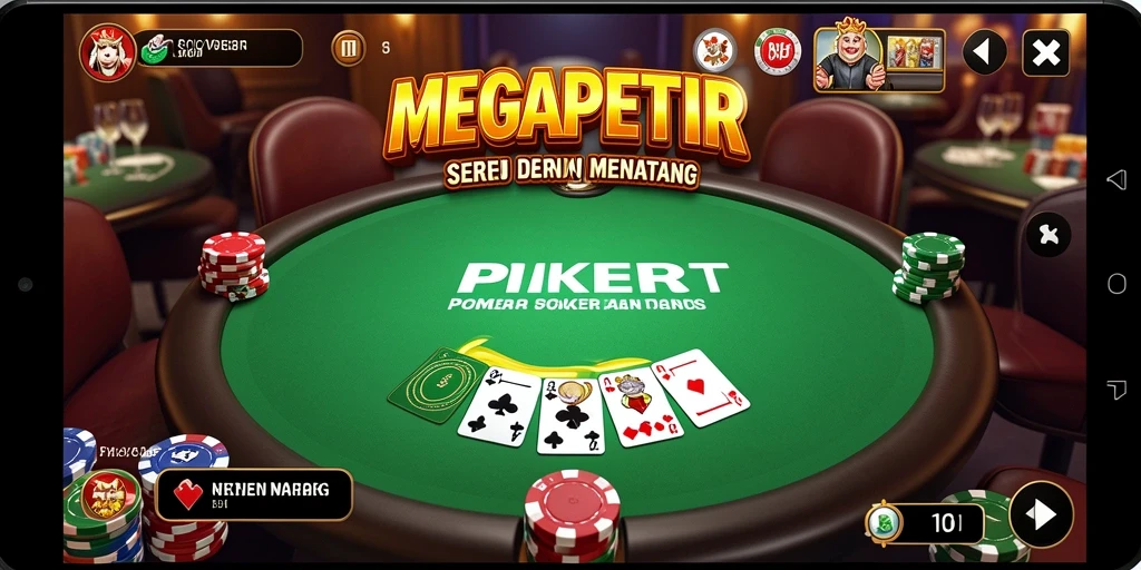 Screenshot gameplay MEGAPETIR yang menampilkan momen seru permainan poker.