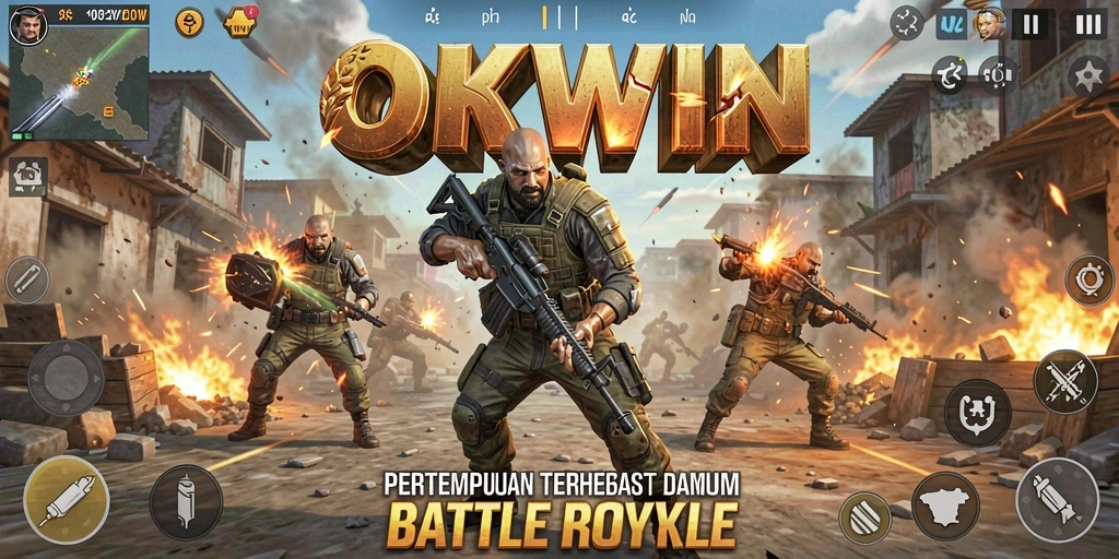 Gameplay menegangkan dari game Battle Royale OKWIN.