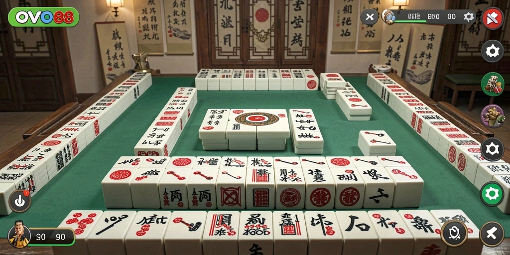 Screenshot OVO88 menampilkan gameplay Mahjong yang menarik.