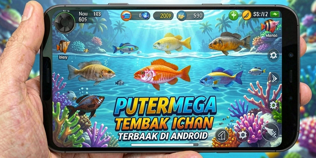 Tampilan menakjubkan gameplay PUTERMEGA dengan aksi tembak ikan.