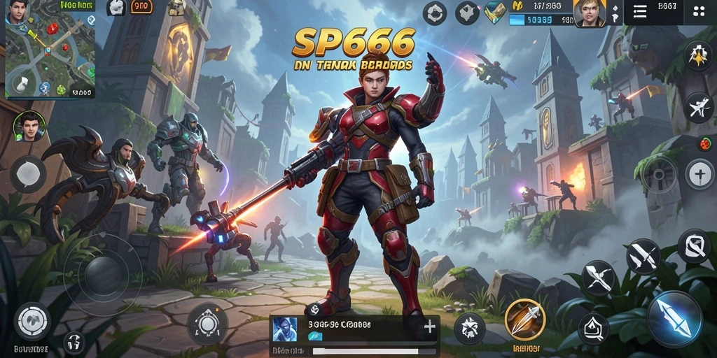 Screenshot utama SP666 menampilkan aksi seru di dunia terbuka yang luas.
