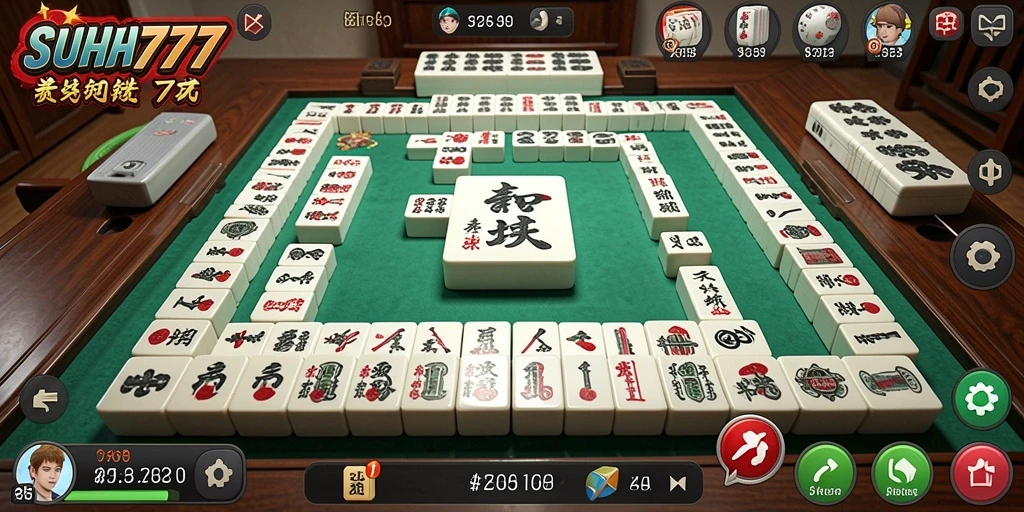 Tampilan gameplay SUHU777 dengan ubin Mahjong yang indah.