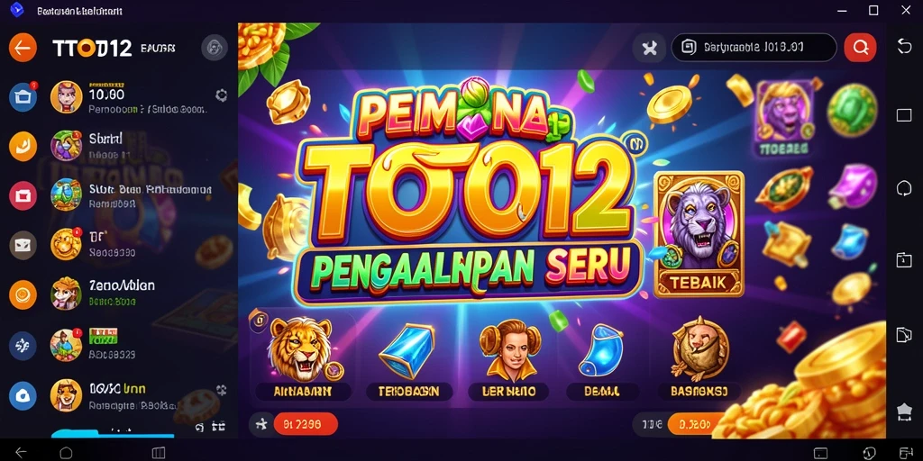 Tampilan gameplay TOTO12 yang menakjubkan dengan berbagai simbol slot.