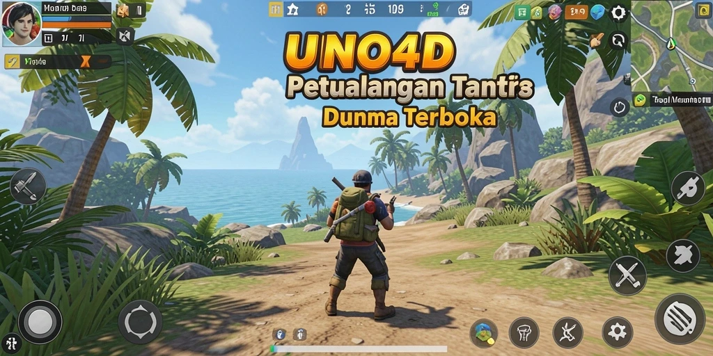 Screenshot gameplay UNO4D yang menunjukkan eksplorasi dunia terbuka.