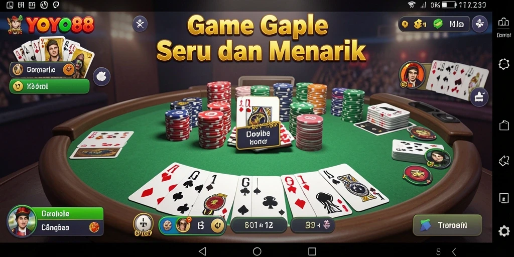 Tampilan gameplay seru dalam permainan Gaple YOYO88.